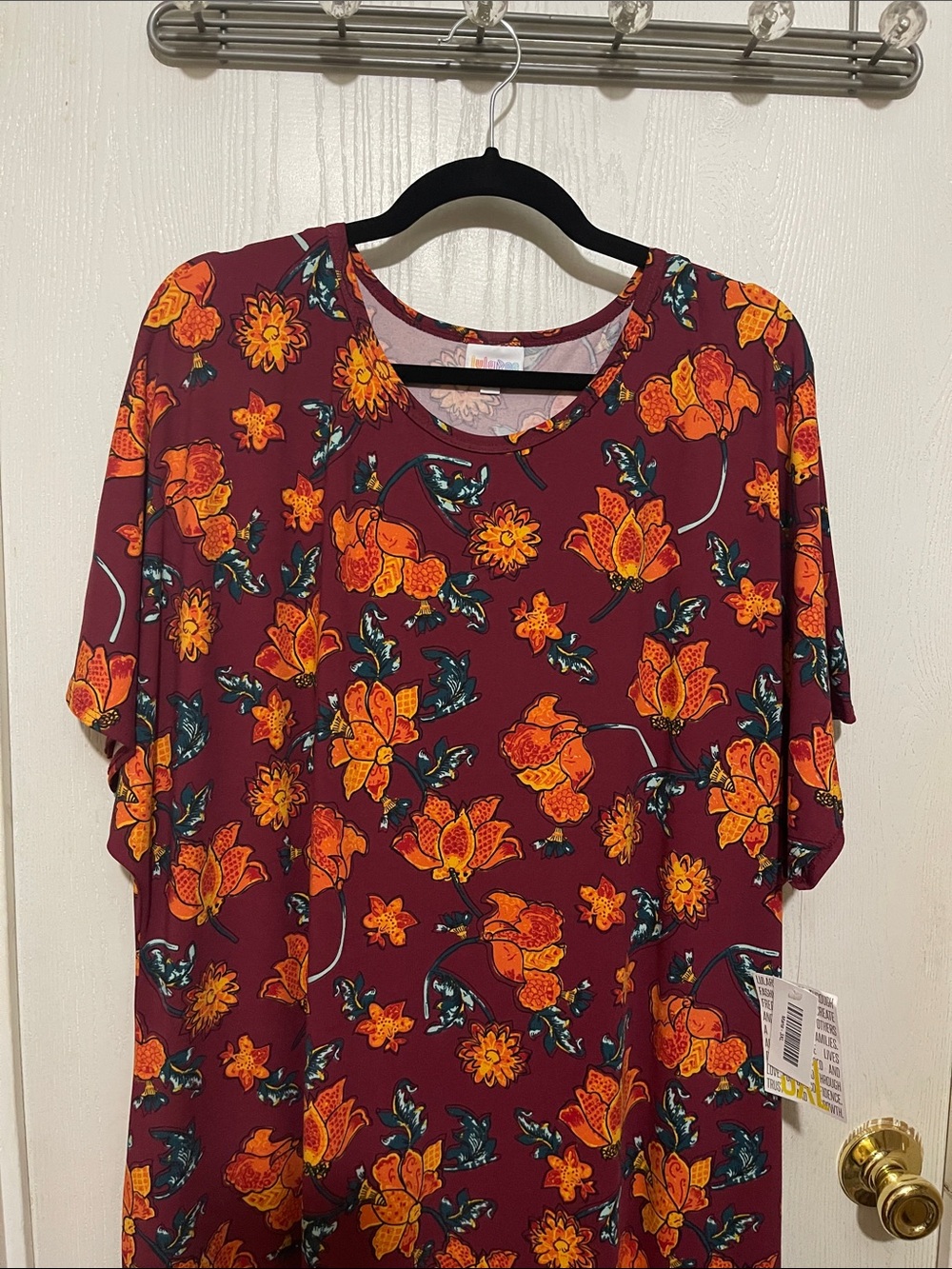 LuLaRoe Maria 3-XL Maxi Burgundy Floral Dress BNWT